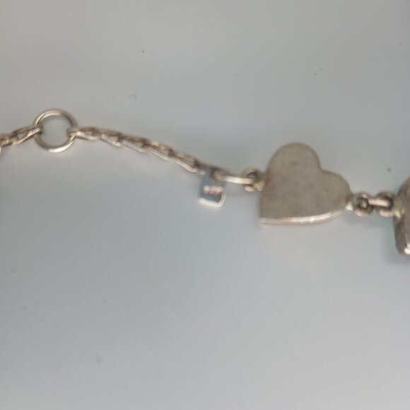 Vintage Mexican Malachite Sterling Silver Heart Bracelet. - Picture 2 of 5